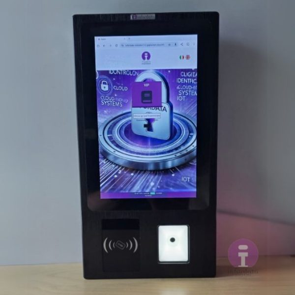 Totem 10" con touch screen capacitivo da parete per gestione visitatori